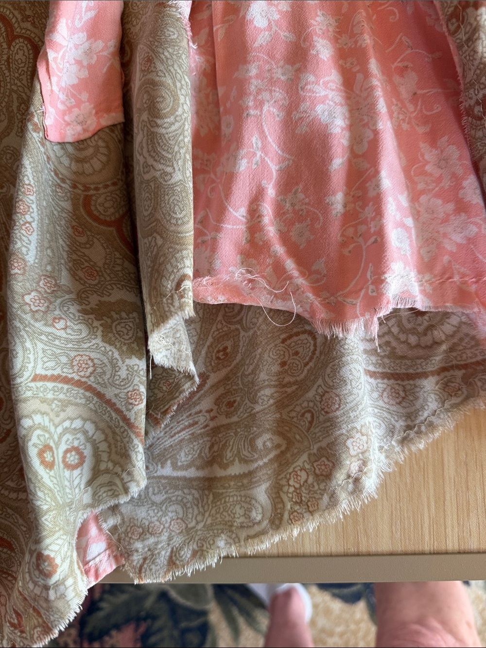 Mixed Media Patchwork Boho Tunic Top or Dress Olive Green Pink Floral Large - Picture 9 of 10